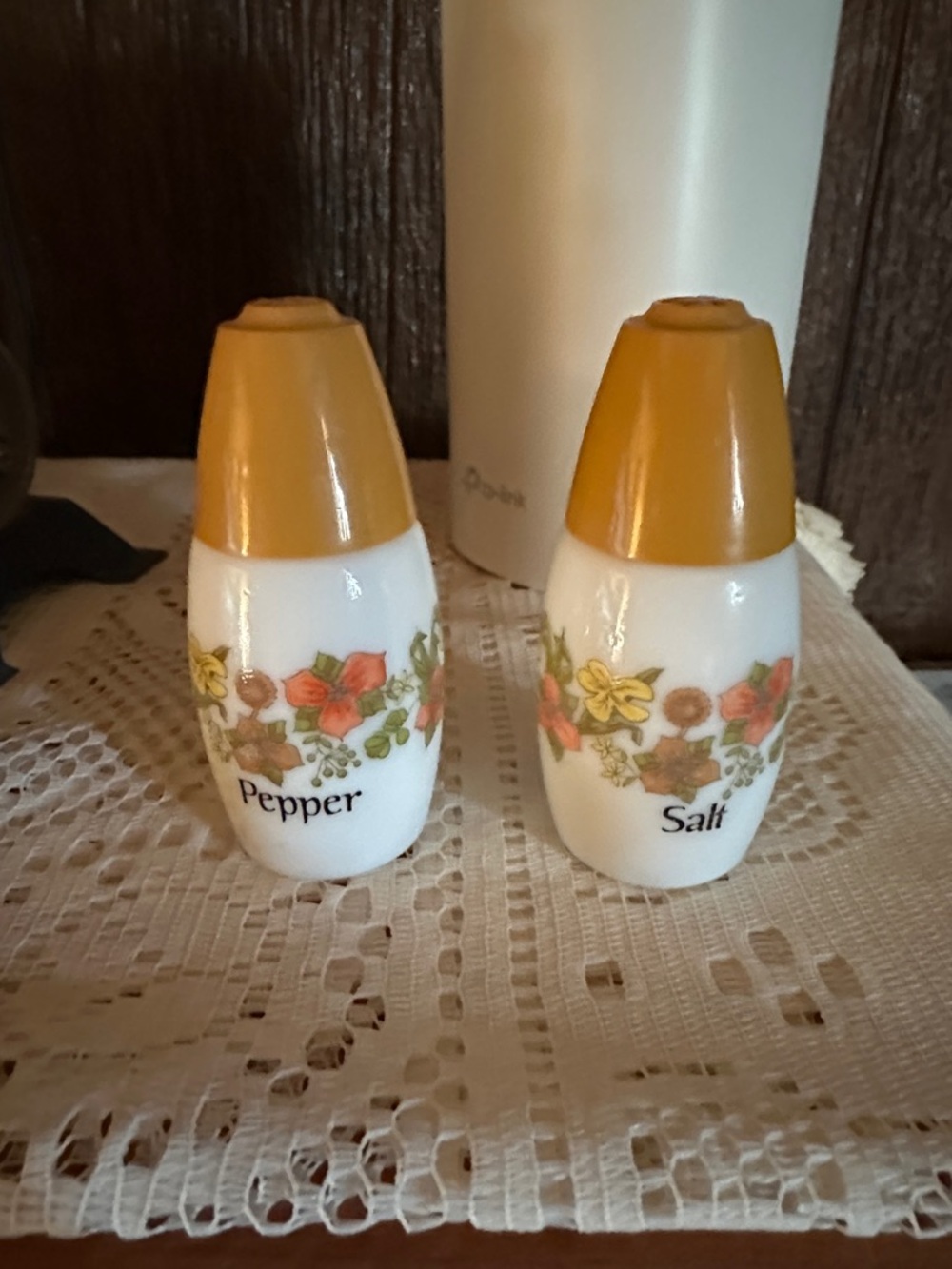 Vintage Classic Floral Salt and Pepper Shakers milk glass-